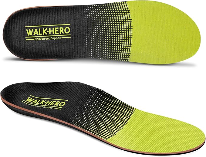 Plantar Fasciitis Feet Insoles Arch Supports Orthotics Inserts Relieve Flat Feet, High Arch, Foot Pain Lime Yellow-StrideForce Fitness