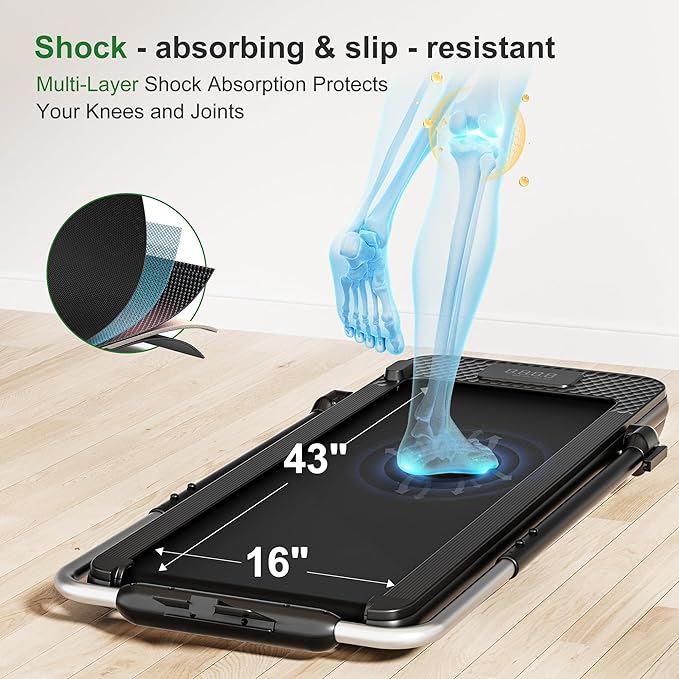 WELLFIT Walking Pad Treadmill with 10% Auto/Manual Incline for Home Office Apartment– 360 LBS Capacity, Under Desk Treadmill with Hiking Climbing Mode for Efficient Fat-Burn, Wide Running Belt-StrideForce Fitness