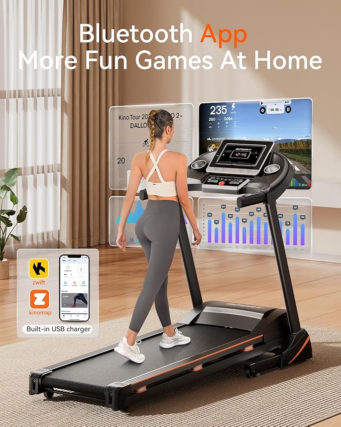 Treadmills for Home, Treadmill with 0-15% Auto Incline, 3HP Folding Treadmills for Running Walking with 300LBS Weight Capacity, Incline Treadmill Equipped with Bluetooth & Pulse Monitor-StrideForce Fitness