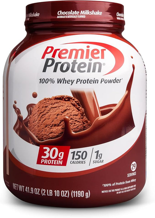 Premier Protein Protein Powder, 30g Protein, 1g Sugar, No Soy Ingredients, Gluten Free, Chocolate Milkshake, 29 Servings, 41.9oz-StrideForce Fitness