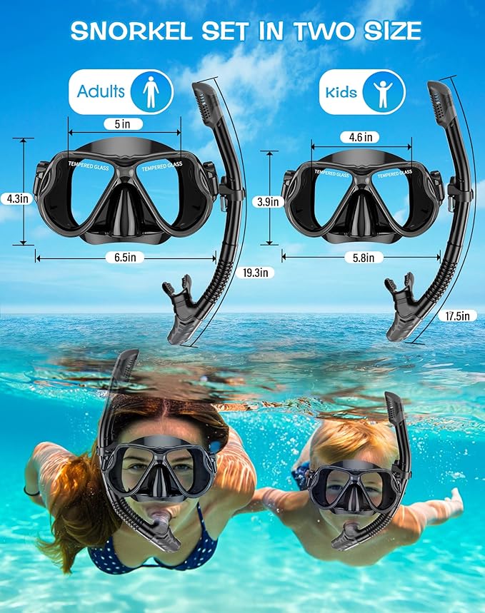 Greatever Dry Snorkel Set,Panoramic Wide View,Anti-Fog Scuba Diving Mask,Professional Snorkeling Gear-StrideForce Fitness