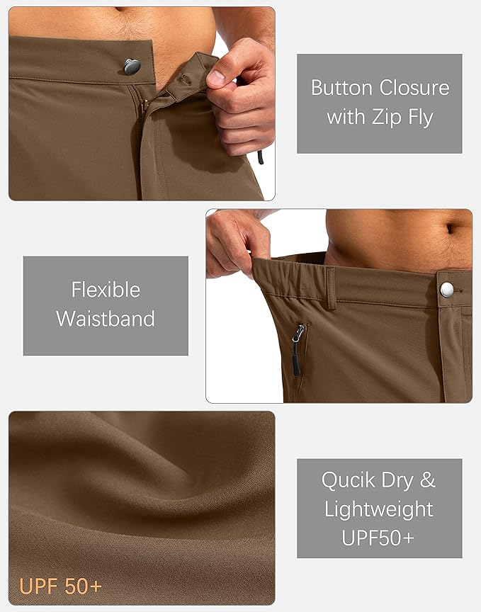 Pudolla Men's Hiking Cargo Shorts 9" Lightweight Outdoor Work Shorts for Men Travel Golf Camping Casual with 5 Zipper Pockets-StrideForce Fitness