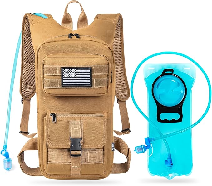 Hydration Backpack, Tactical Molle Water with 2L TPU Water Bladder, for Men Women Lightweight Water Backpack, Hydration Pack for Hiking, Biking, Climbing and Hunting-StrideForce Fitness