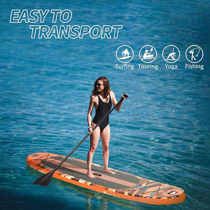 Inflatable Stand Up Paddle Board, 10'x30''x6'' Ultra-Light Paddleboards for All Skill Levels with SUP Accessories, Paddle, Fins, Leash, SUP Pump, Backpack-StrideForce Fitness