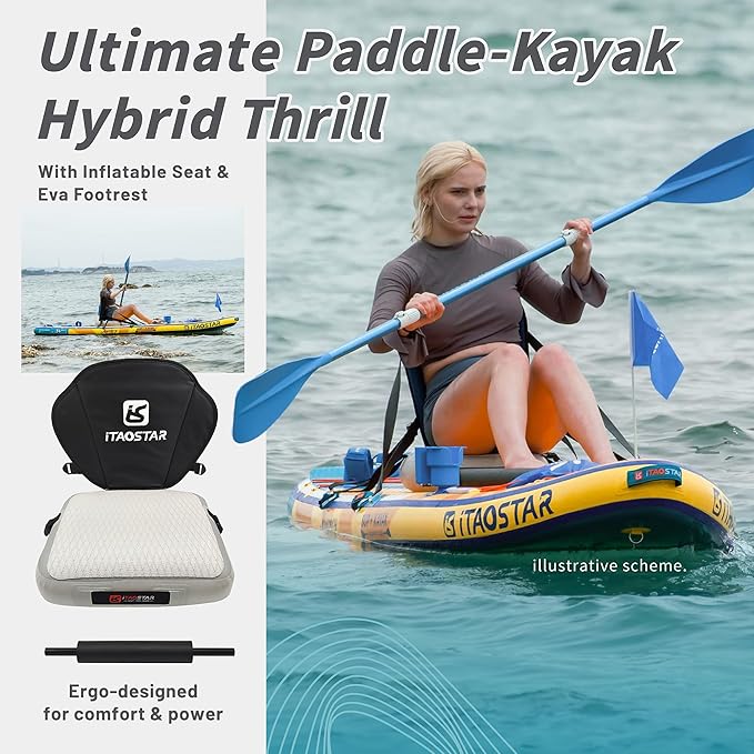 Wild 11'×36"/11'6"×34"/12'6"×33" Inflatable Paddle Board with Seat, One-Stop Premium SUP Board Gears, Tailored 5 Fins, Stable Inflatable Stand Up Paddle Boards for Youth/Adults of All Levels-StrideForce Fitness