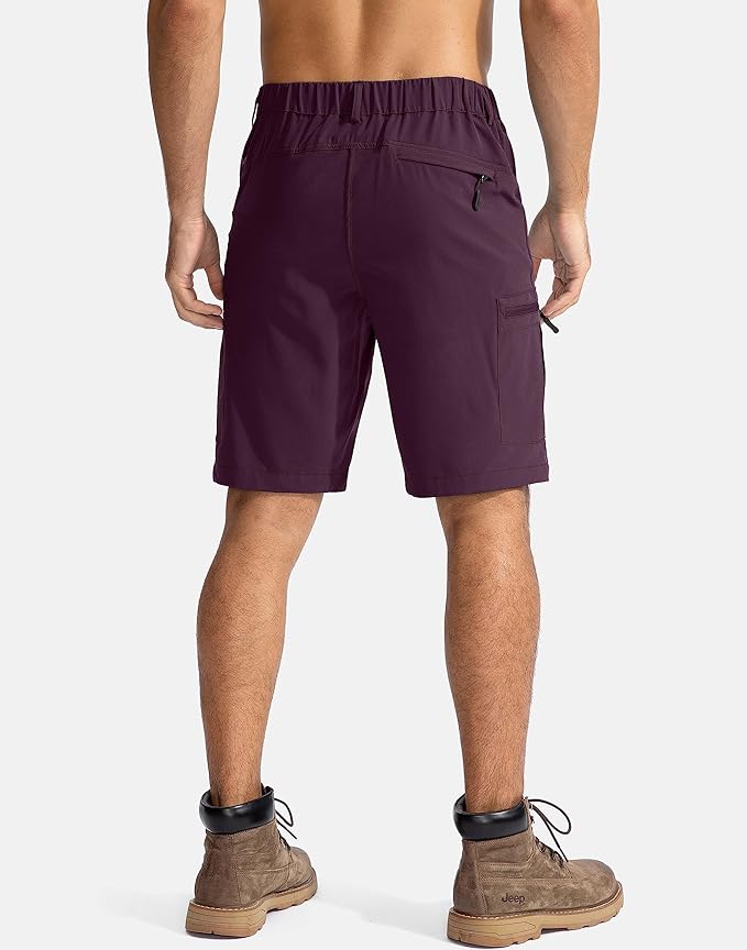 Pudolla Men's Hiking Cargo Shorts 9" Lightweight Outdoor Work Shorts for Men Travel Golf Camping Casual with 5 Zipper Pockets-StrideForce Fitness