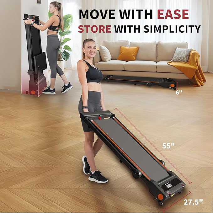 Foldable Treadmill with Incline Treadmill with Home Removable Desk Workstation 3.0 HP 3 in 1 Folding Small Compact Walking Treadmills 300 Lbs Capacity for Home Office-StrideForce Fitness