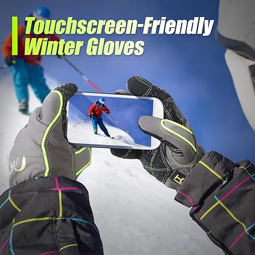 HANDLANDY Waterproof Insulated Work Gloves, 3M Thinsulate Thermal Winter Gloves for Men Women Touch Screen, Warm Ski Snowboard Cold Weather Gloves (Green-men Size, Medium)-StrideForce Fitness