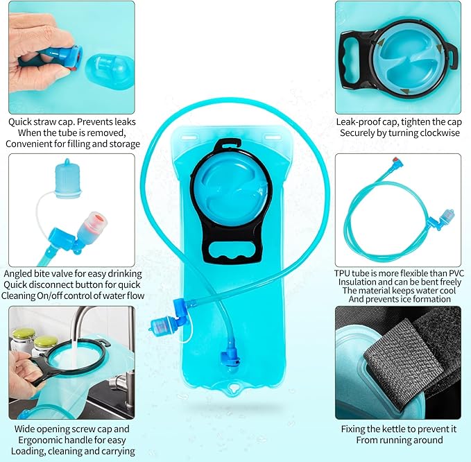 Hydration Backpack, Tactical Molle Water with 2L TPU Water Bladder, for Men Women Lightweight Water Backpack, Hydration Pack for Hiking, Biking, Climbing and Hunting-StrideForce Fitness