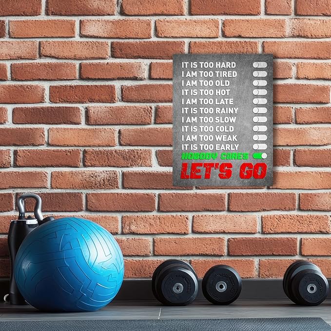 Gym Quotes Wall Art,Inspirational Workout Wall Decor,Let's Go Canvas Wall Art for Home Gym Exercise Fitness Room-StrideForce Fitness