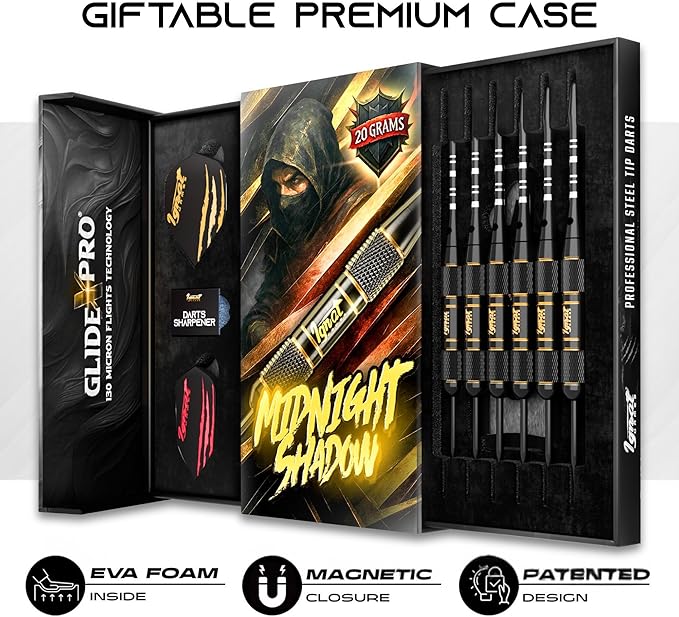 IgnatGames Premium Steel Tip Darts – 3/6/12 Pack Brass Barrels with Aluminum Shafts, 16 GlideXPro Flight Set, Tool Kit & Giftable Case-StrideForce Fitness