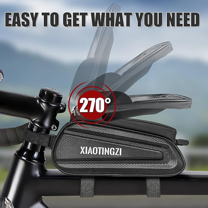 Bike and Bicycle Phone Front Frame Bag, Waterproof, Tube Bag, Cycling Pouch, Bike Accessories for Men Compatible Under 7 Inch and Below Phones-StrideForce Fitness