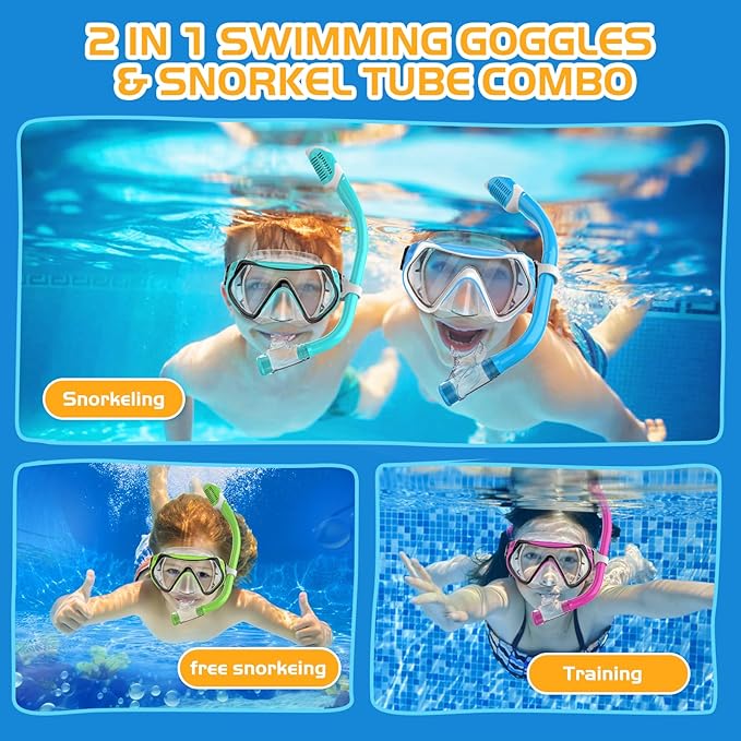 Snorkeling Gear, Dry Snorkel Set180° Panoramic Wide View,Anti-Fog Scuba Diving Mask, Professional Snorkeling Gear for Free Breathing, Swimming, Diving-StrideForce Fitness