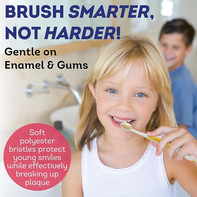 MOUTHWATCHERS Soft Flossing Toothbrushes for Kids, Pink, Ultra Clean Manual Toothbrush for Sensitive Teeth & Gums, by Dr. Plotka