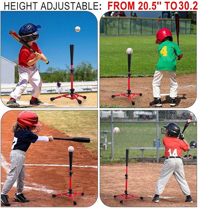 Baseball Tee for Kids,Batting Tee,Softball Tee,tee Stand, Youth Hitting Tee,Teeball Tee,Travel Tee,Easy Adjustable Height 20.5-30.2inch-StrideForce Fitness