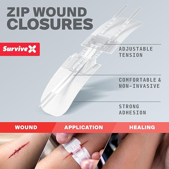Small First Aid Kit for Car, Travel & Home - Emergency Kit for Hiking, Camping, Backpacking and Outdoors - Includes Zip Stitch Wound Closure Strips-StrideForce Fitness