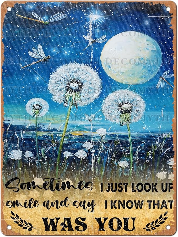 Vintage Dragonfly Tin Sign Sometimes I Just Look Up Smile and Say I Know That was You Retro Metal Poster Funny Wall Art Cafe Office Bar Plub Club Toilet Farm Room Garden Plaque 12 * 16inch-StrideForce Fitness