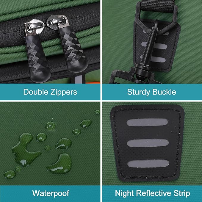 MOSISO Bike Rack Bag with 2 Removable Panniers, Waterproof Bike Trunk Cooler Storage Handbag Insulated Bicycle Rear Seat Pouch, Bicycle Storage Saddle Shoulder Bag Cycling Luggage Pouch, Peacock Green-StrideForce Fitness