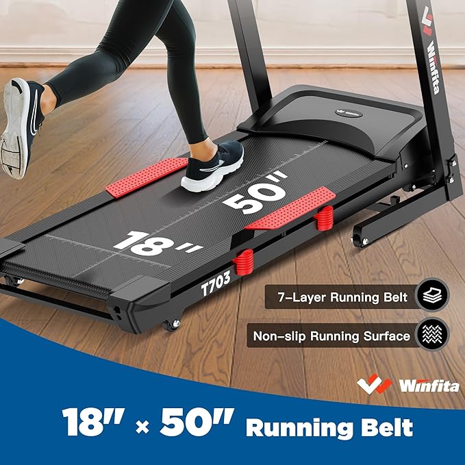 Treadmills for Home, Folding Treadmill with Auto Incline, 300 LBS Capacity, 8MPH or 10MPH Max Speed, Double Deck Shock-Absorbing Running Machine with Bluetooth, App, 64 Programs, Pulse Monitor-StrideForce Fitness