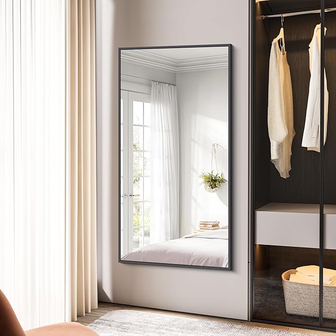 Bathroom Mirror,30x60 inch Large Wall Mirror for Bathroom Wall Mounted Black Rectangle Corner Mirrors,Black Bathroom Mirror for Living Room,Farmhouse,Bedroom Entryway,Horizontal/Vertical-StrideForce Fitness