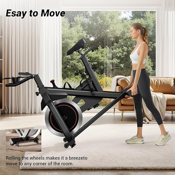 CURSOR FITNESS Exercise Bike, Stationary Bikes for Home, 300 LBS Capacity, Workout Bike with Silent Belt Drive, Indoor Cycling Bike with Extra Comfort Seat/IPad Mount/3 Bottle Holders-StrideForce Fitness