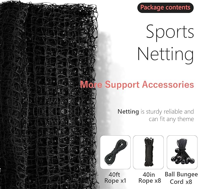 Storgem Baseball Softball Backstop Nets, Sports Netting, Sports Barrier Netting, Heavy Duty Sports Nets Netting Knotless for Playing Field, Backyard or Garage-StrideForce Fitness