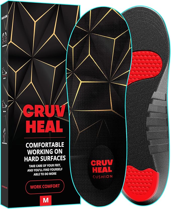 Work Pro Comfort Insoles - Shock Absorption - Low Arch - Cushioning Anti Fatigue Shoe Insert Men Women - Non-Slip - Soft Comfortable Work Boot Insoles - Foot Pain Relief (M, Black)-StrideForce Fitness