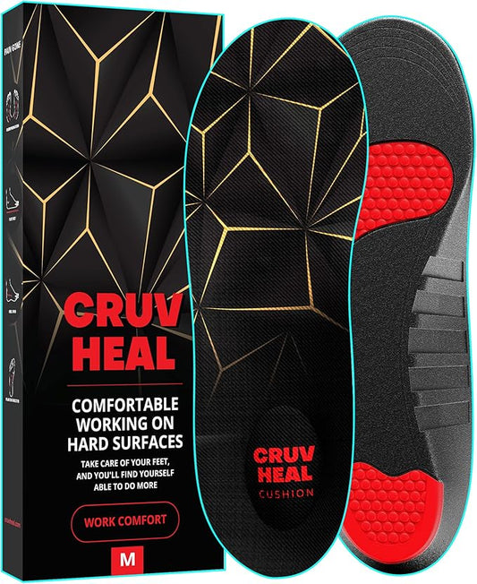 Work Pro Comfort Insoles - Shock Absorption - Low Arch - Cushioning Anti Fatigue Shoe Insert Men Women - Non-Slip - Soft Comfortable Work Boot Insoles - Foot Pain Relief (M, Black)-StrideForce Fitness