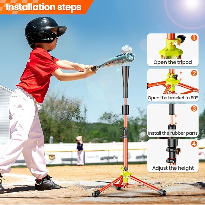 2025 New Upgrade Portable Batting Tee for Baseball/Softball,23.23 to 40.16 Inch Baseball Tee for Kids,Batting Tee,Softball Tee,Youth Hitting Tee,Teeball Tee,Travel Tee,Easy Adjustable Height-StrideForce Fitness