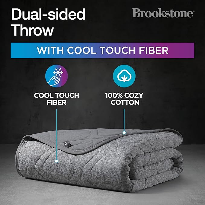 Brookstone Cooling Comfort Throw Blankets for Sleeping - Innovative Cooling Dual-Sided Throw - Oversized Cool Blanket for Hot Sleepers - Nylon and Polyethylene Blanket - Quite Shade-StrideForce Fitness