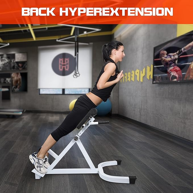 Roman Chair Hyperextension Bench - Adjustable Back Extension Machine for Home Gym, Core & Lower Back Workout, 250lbs Weight Capacity, Heavy Duty Steel Frame-StrideForce Fitness