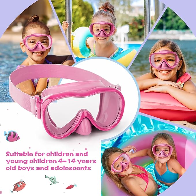 Kids Swim Goggles with Nose Cover, Anti-Leak Swim Mask with Elastic Fabric Strap, UV Protection Swimming Goggles for Kids-StrideForce Fitness