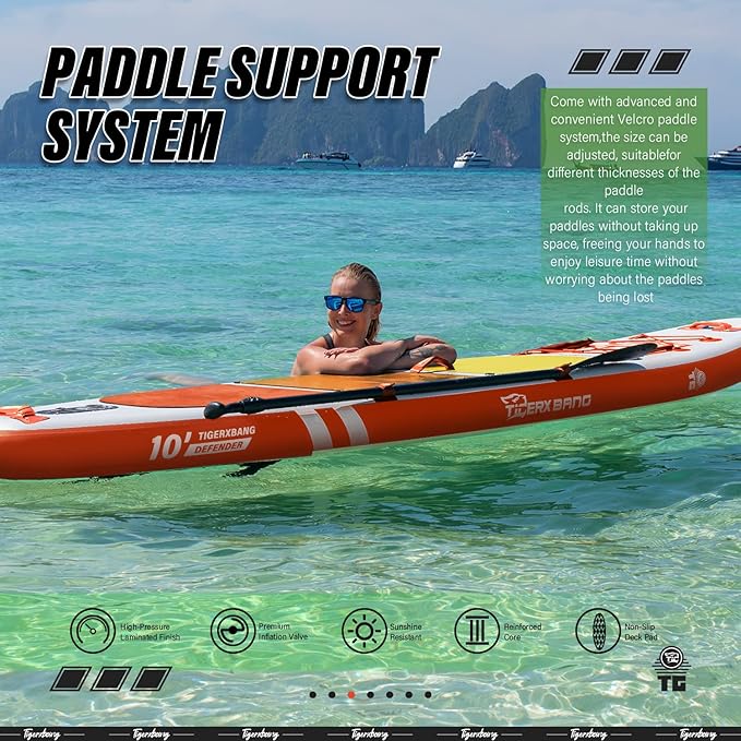 Inflatable Paddle Board with Premium SUP Board Accessories, Allround Paddle Boards for Adults/Kids,Stand Up Paddle Board Defender Collection-StrideForce Fitness