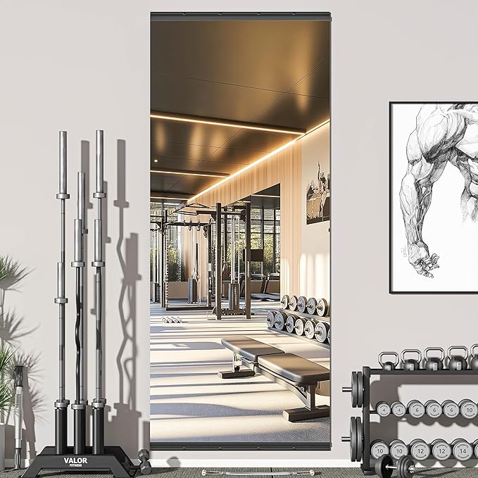 Hasipu 94''x39'' Home Gym Mirror Large Full Length Wall Mounted Full Body Mirror for Yoga Dance Fitness Exercise Studio Bedroom Garage, Frameless Tempered Glass Workout Mirrors Black Rectangular-StrideForce Fitness