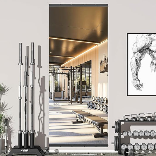 Hasipu 94''x39'' Home Gym Mirror Large Full Length Wall Mounted Full Body Mirror for Yoga Dance Fitness Exercise Studio Bedroom Garage, Frameless Tempered Glass Workout Mirrors Black Rectangular-StrideForce Fitness