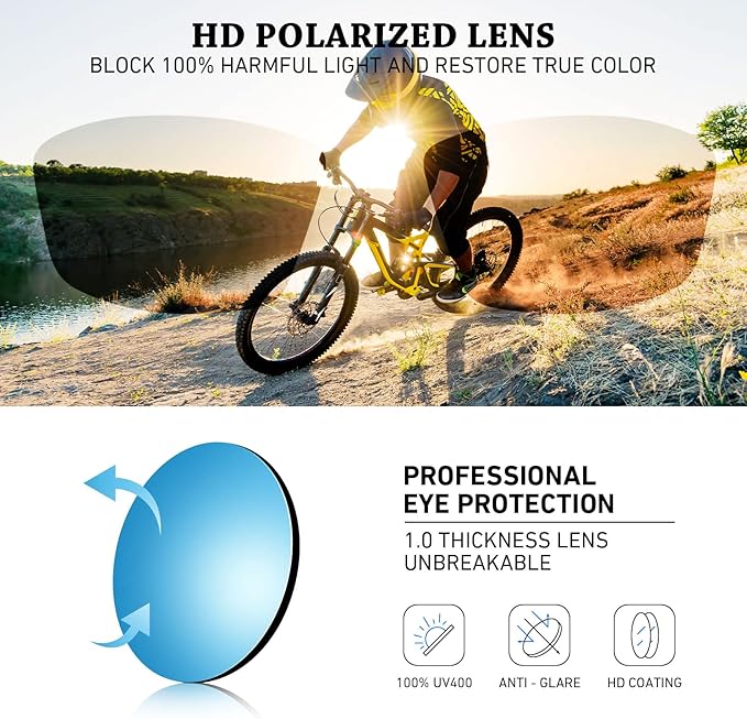 Polarized Sports Sunglasses for Men Women,Fishing Driving Rectangular Goggles UV400 Protection-StrideForce Fitness