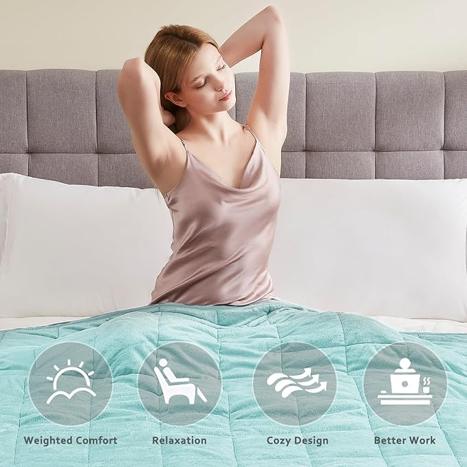 L'AGRATY Weighted Blanket - 60"x80" 15lbs Soft Breathable Heavy Blanket Minky Material with Glass Beads for Adult All-Season Summer Fall Winter Soft Thick Comfort-StrideForce Fitness