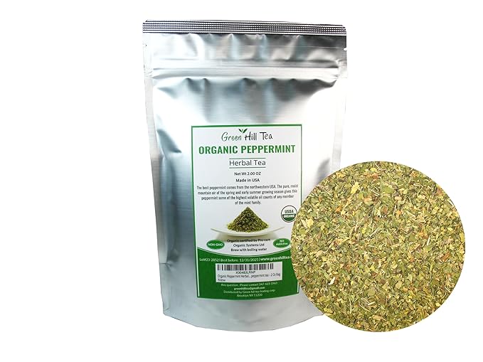 Organic Peppermint Herbal Tea, An intense taste of a perfect, plain peppermint tea – 2 Oz Bag-StrideForce Fitness