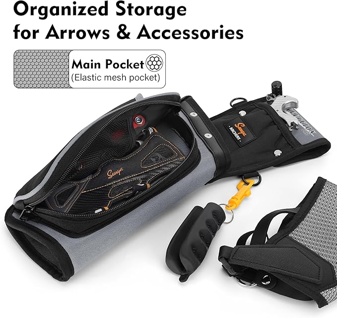 SUNYA X510 Field & Competition Hip Arrow Quiver | 3-Slot Noise-Free Archery Quiver with Sturdy Storage System (42x18cm)-StrideForce Fitness