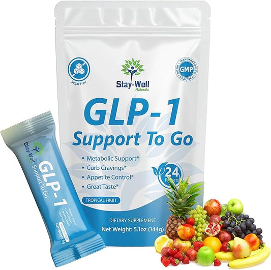 GLP-1 Supplement | Natural GLP-1 Production | GLP 1 Booster Drink Mix to Control Appetite and Cravings | Great Tasting Metabolic Support - Yerba Mate, Garcinia Cambogia, Berberine [Tropical Fruit]-StrideForce Fitness