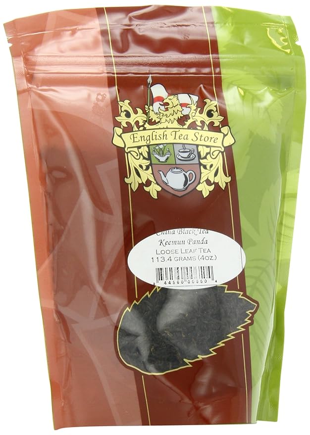 China Keemun Panda Black Tea | Loose Leaf Pouches | 4oz | Winey Fruity Flavor | Medium Caffeine | Smooth Taste with Depth | Traditional Congou-Style Chinese Black Tea from Qimen County-StrideForce Fitness