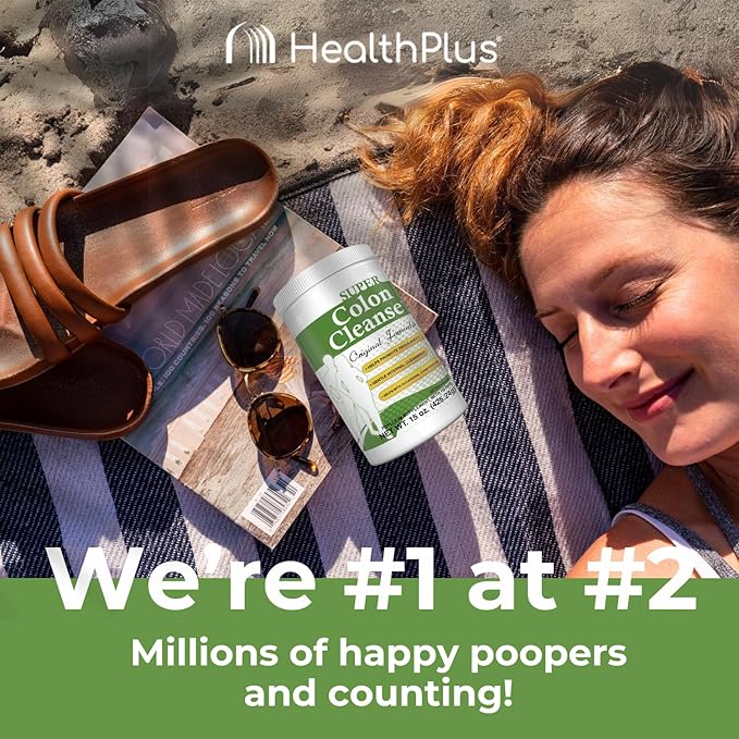 Health Plus Super Colon Cleanse Original Formula (1990-2025), 15 oz Powder, 42 Servings, with Psyllium Husk and Senna Leaf for Constipation Relief and Digestive Support-StrideForce Fitness