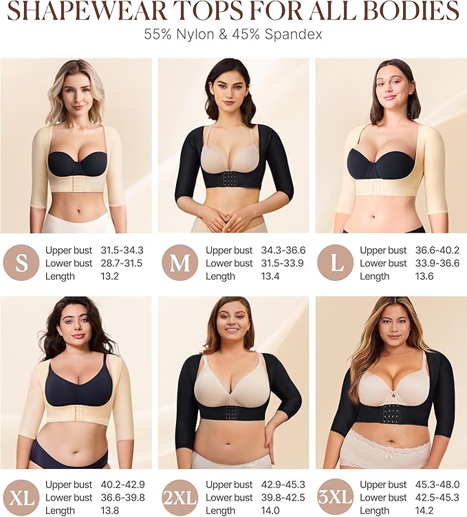 BRABIC Upper Arm Shaper Post Surgical Slimmer Compression Sleeves Posture Corrector Tops Shapewear for Women-StrideForce Fitness