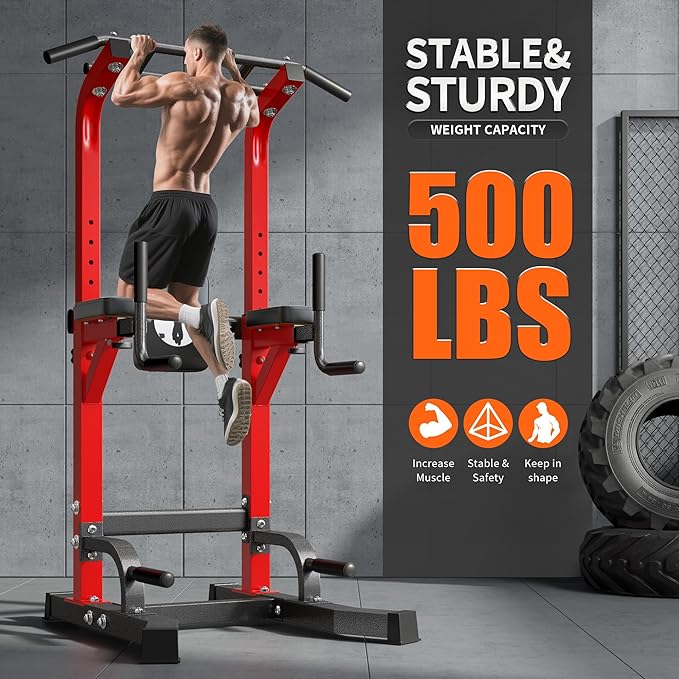 SogesHome Adjustable Pull Up Bar & Dip Station, Heavy Duty 500LB Capacity Multifunctional Home Gym Fitness Equipment for Strength Training, Push Up Stand for Arm, Back, Core & Full Body Workout-StrideForce Fitness