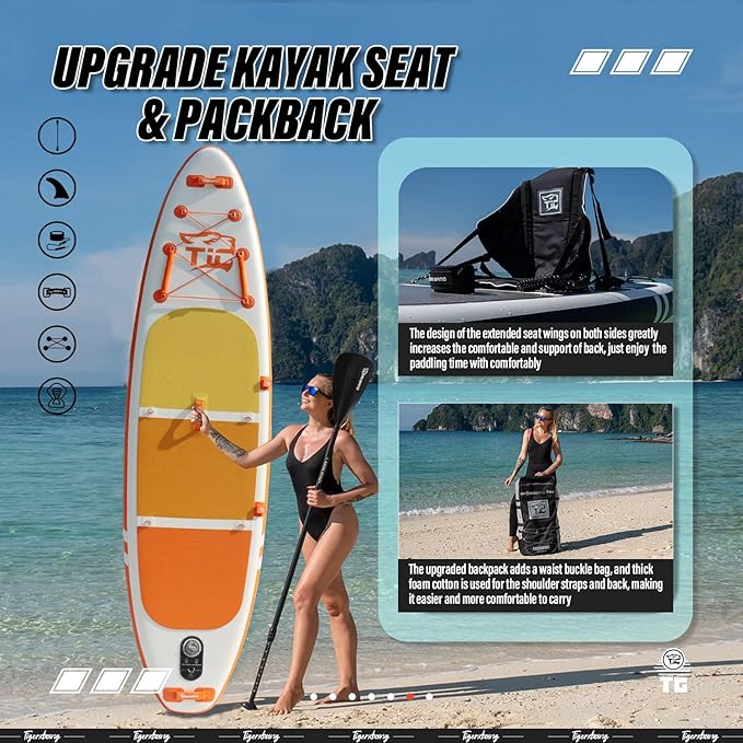 Inflatable Paddle Board with Premium SUP Board Accessories, Allround Paddle Boards for Adults/Kids,Stand Up Paddle Board Defender Collection-StrideForce Fitness