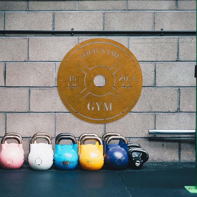 Personalized Home Gym LED Tin Metal Sign Multiple Sizes, Weight Lifting Exercise Workout Room Training Fitness Center Motivational Inspirational Quotes Decor Wall Art Hanging Accessories (10 w/o LED)-StrideForce Fitness