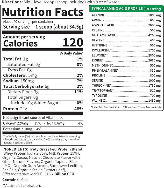 Garden of Life Sport Whey Protein Powder Chocolate, Premium Grass Fed Whey Protein Isolate Plus Probiotics for Immune System Health, 24g Protein, Non GMO, Gluten Free, Cold Processed - 20 Servings-StrideForce Fitness