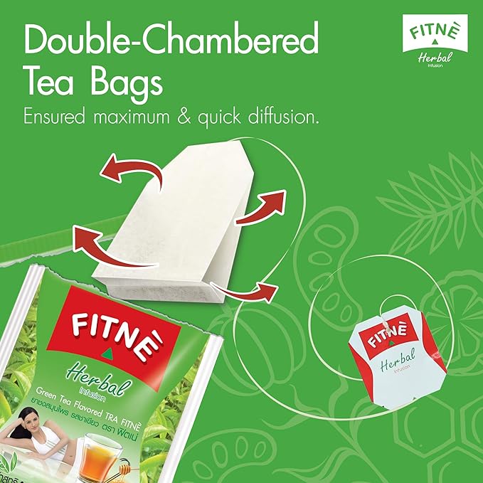 FITNE Green Tea Herbal Honey Lemon With Garcinia Senna Infusion Gentle Detox Cleanse High Antioxidant No Calories Stevia Sweetener, 60 Tea Bags-StrideForce Fitness