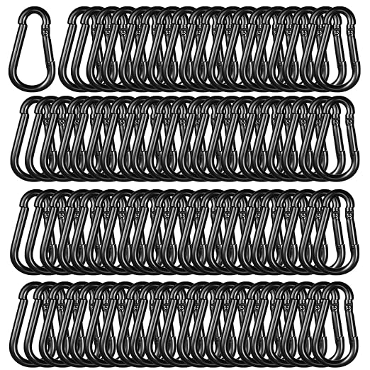 200PCS M4 Black Carabiner Clip,1.57''Inch Bulk Snap Hook Quick Link Small Carabiner Clips,Spring Link Buckle for Fishing Camping Hammock Dog Leashes-270LBS Holding Capacity-StrideForce Fitness