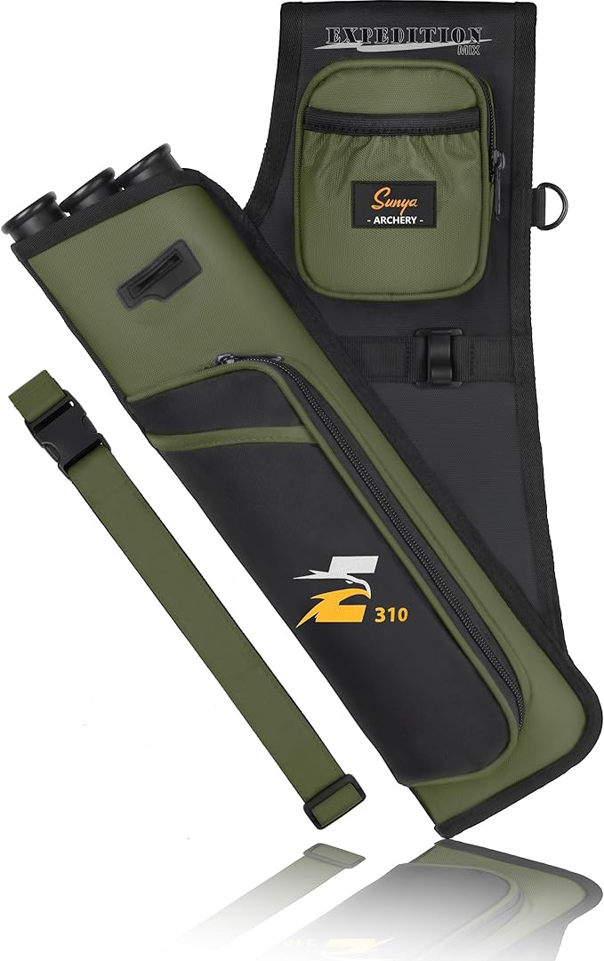 SUNYA Archery Hip Quiver for Arrows. Includes 3 Tubes Arrow Holder, Accessories Pockets and Waist Belt. Fit for Compound and Recurve Bow Practice.-StrideForce Fitness